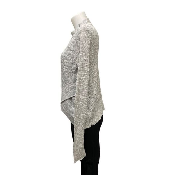 FREE PEOPLE Gray Faux Wrap Crossover Front waffle knit light sweater size small - Picture 3 of 9